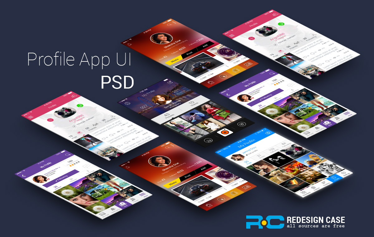 Download 5 App Profile Ui Psd Yellowimages Mockups