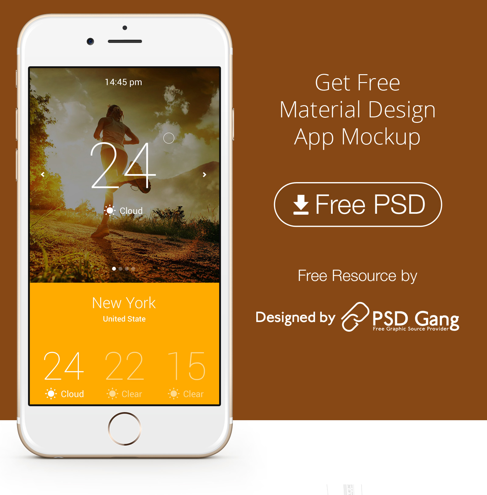 Get Free Material Design App Mockup PSD