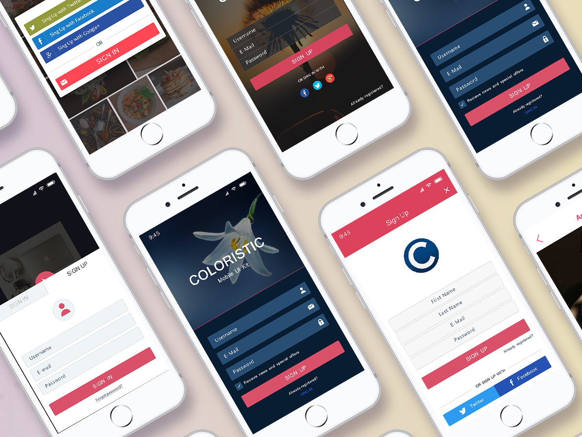 Mobile Sign Up App Ui Design Psd