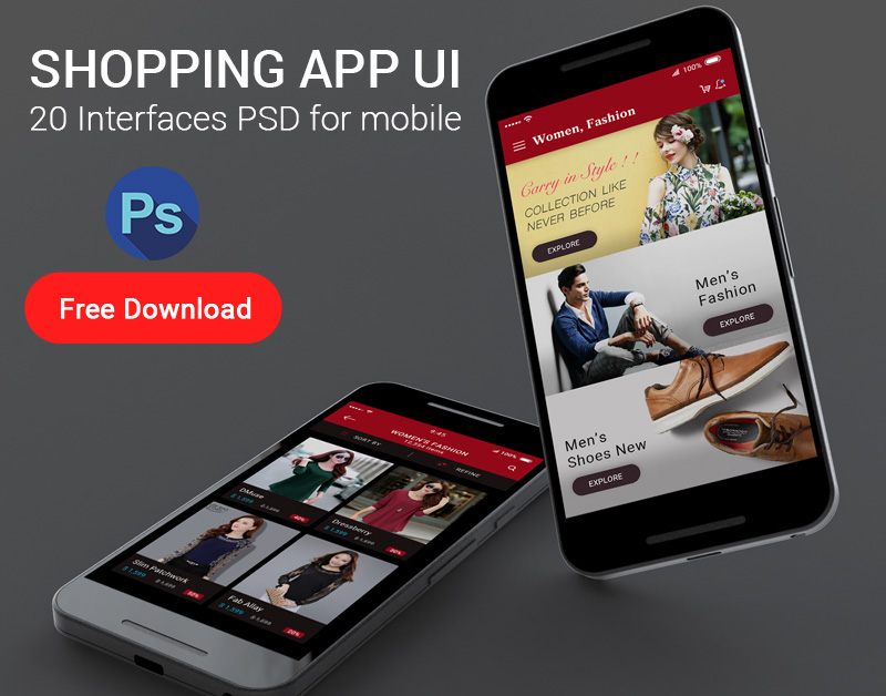 Download Shopping Mobile App Ui Design Psd Free Download