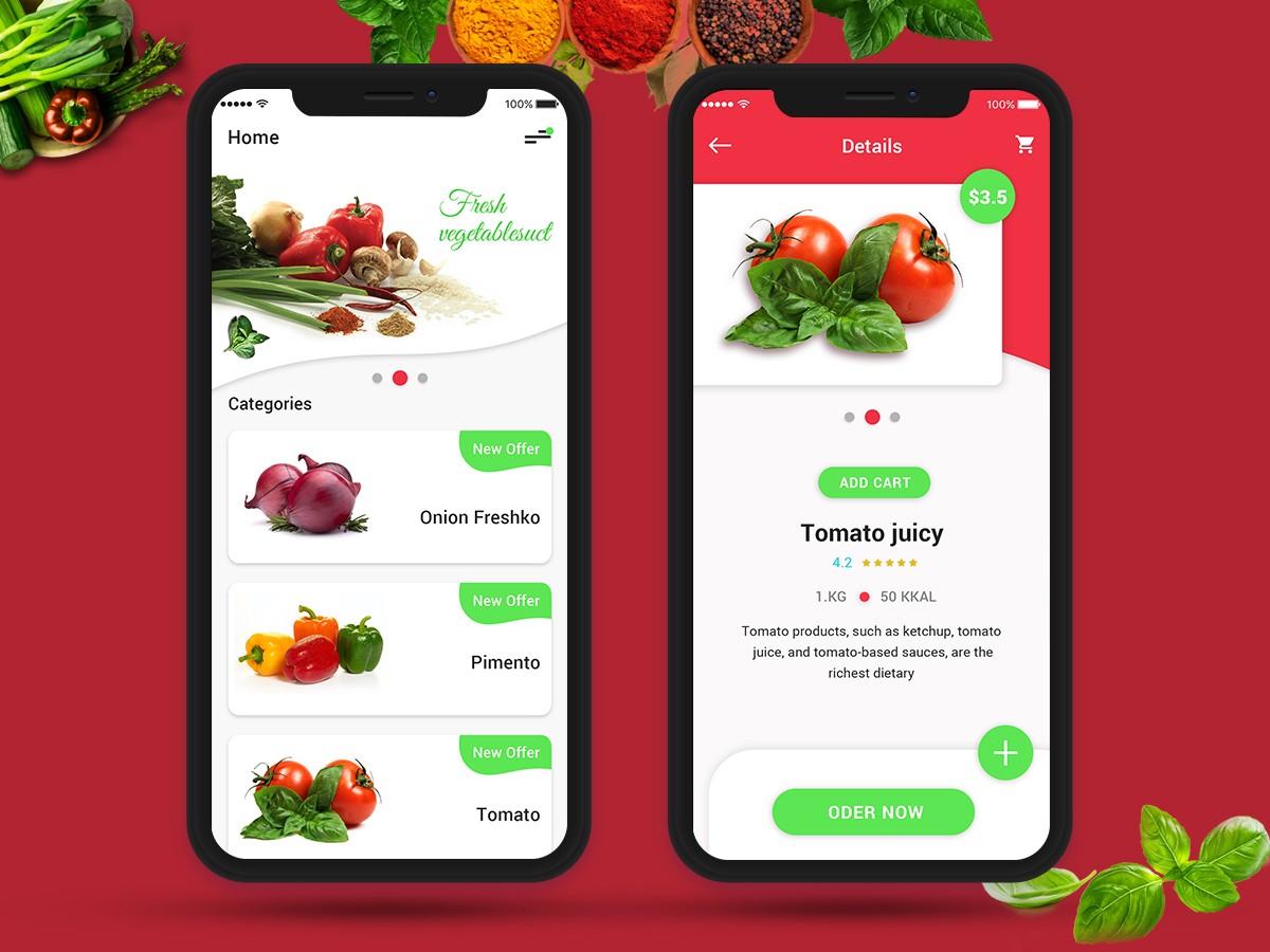 Fresh Vegetables iOS App UI