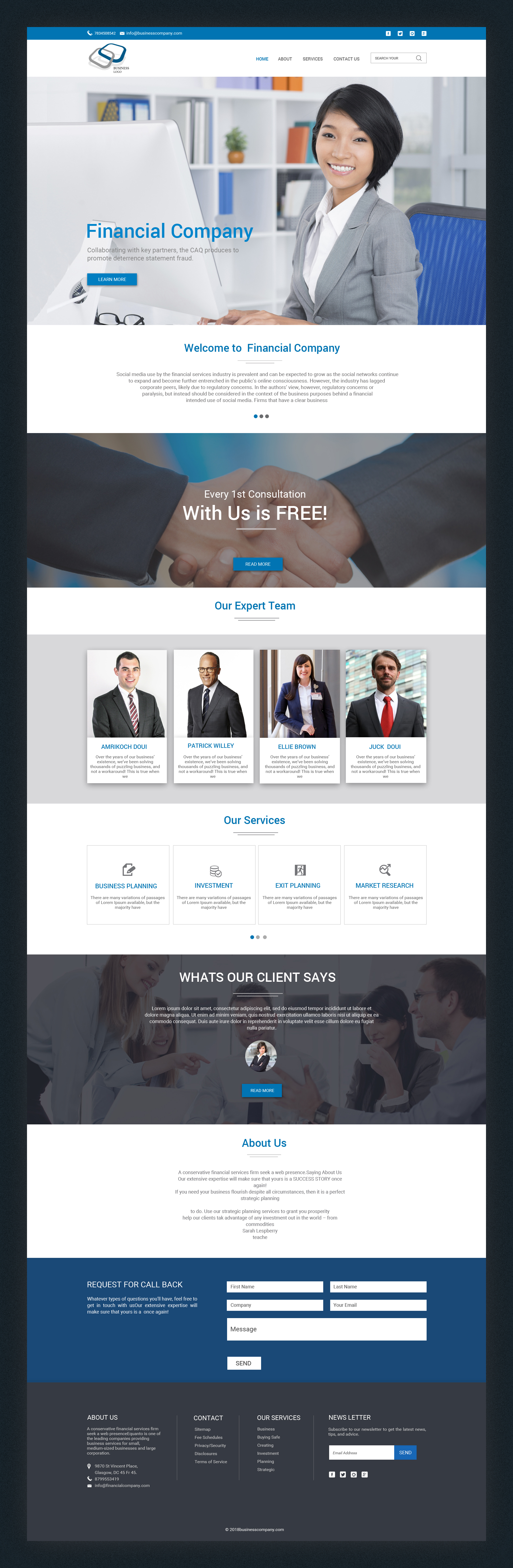 Business landing page template PSD