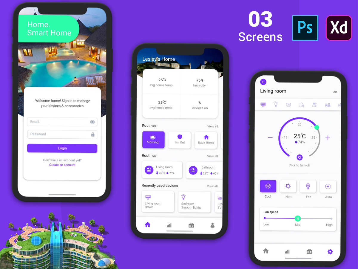 Hotel Booking app for Mobile UI Kit PSD