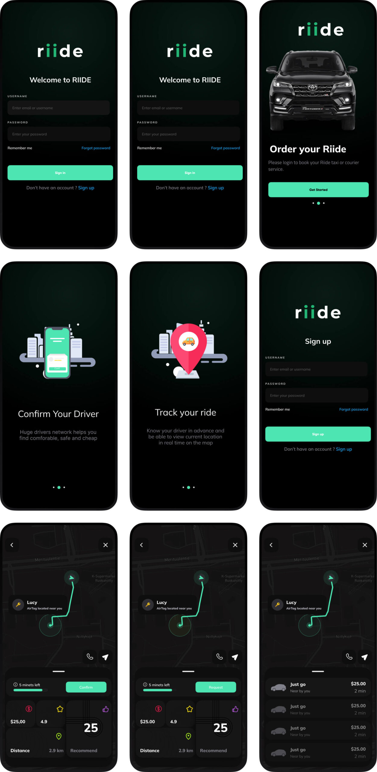Ride-Sharing App Mockup