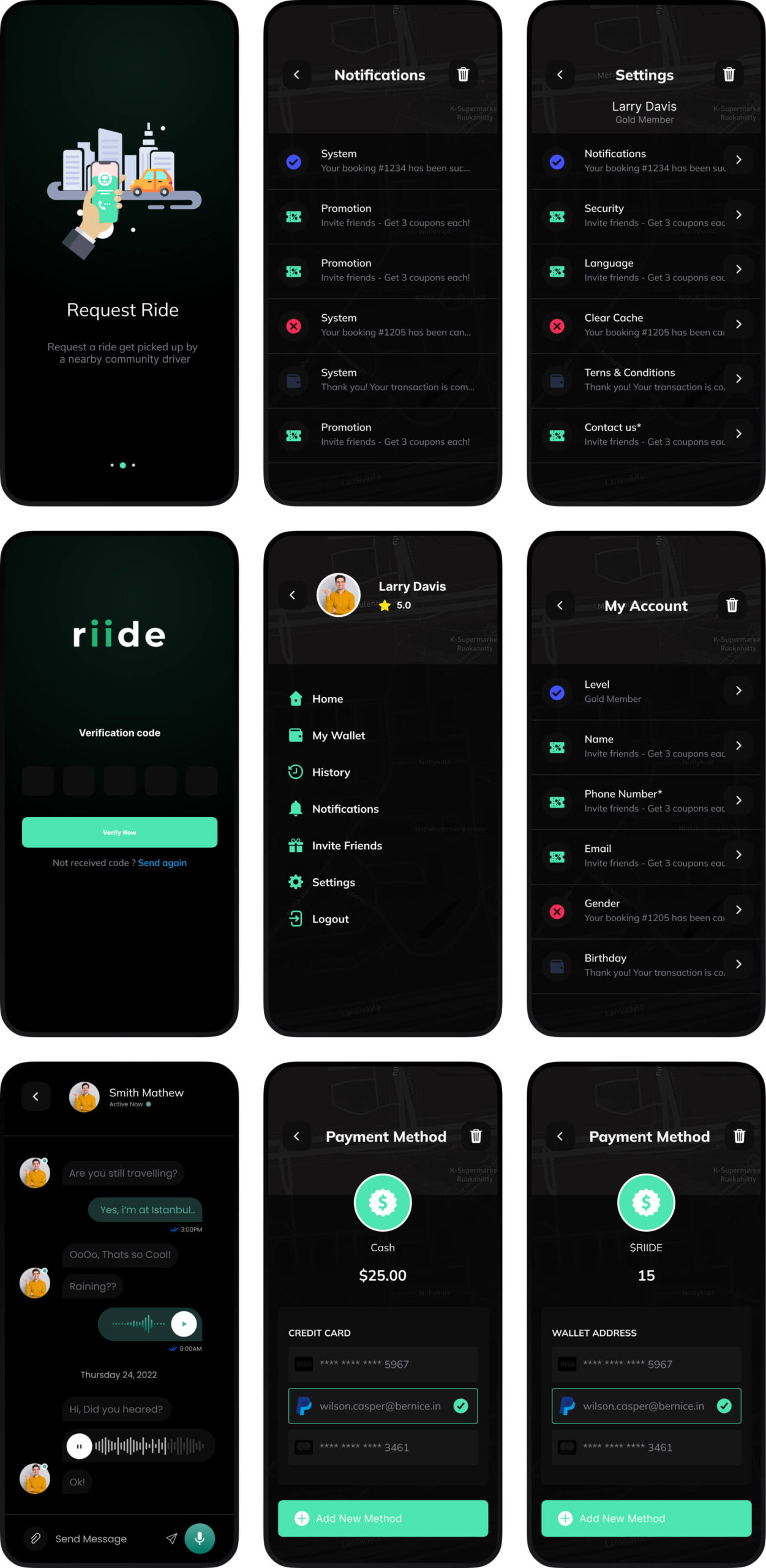 Ride-Sharing App Mockup